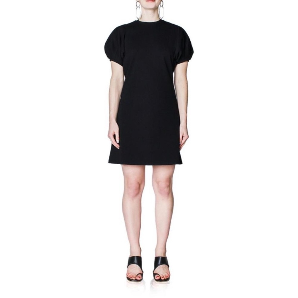 beaufille Black Dress Puff-Sleeve Leda Mini Dress Minimalist Classic Size XL